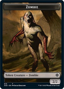 Zombie / Zombie Knight Double-sided Token (Commander 2022 Starter Decks) Light Play