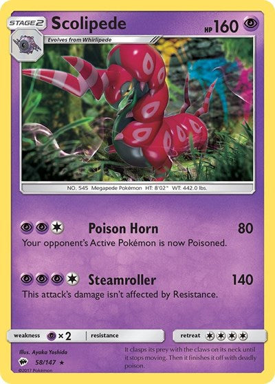 Scolipede (SM - Burning Shadows) Damaged / Poor Reverse Holofoil