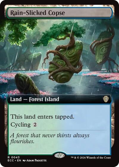 Rain-Slicked Copse (Extended Art) (Commander: Lorwyn Eclipsed) Light Play