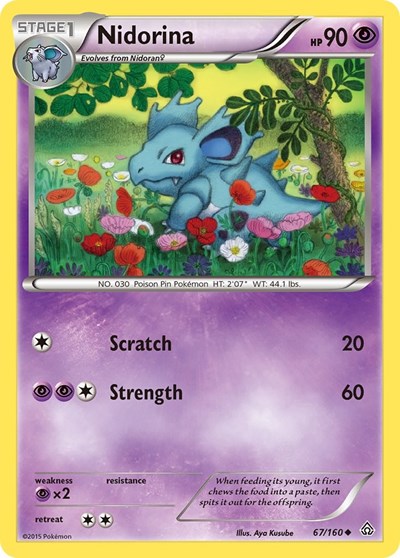 Nidorina (XY - Primal Clash) Medium Play Reverse Holofoil