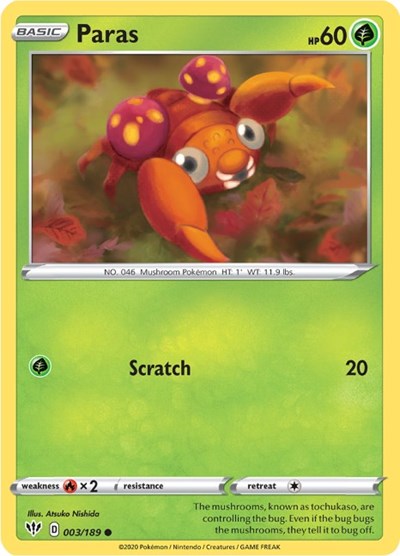 Paras (SWSH03: Darkness Ablaze) Light Play