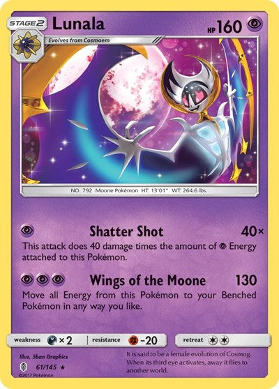 Lunala (SM - Guardians Rising) Medium Play Reverse Holofoil