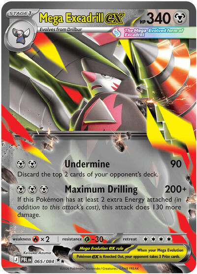 Mega Excadrill ex - 065 (ME05: Pitch Black) Light Play Holofoil