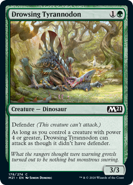 Drowsing Tyrannodon (Magic 2021 Core Set) Light Play Foil