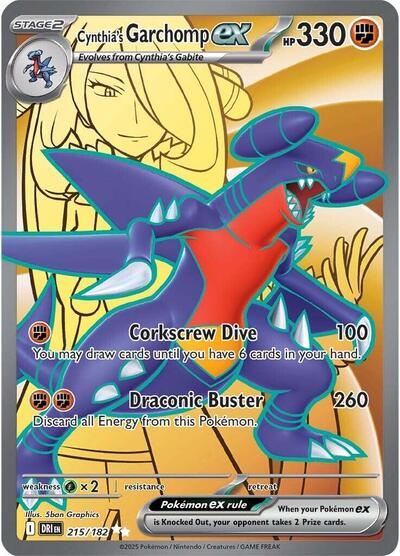 Cynthia's Garchomp ex - 215 (SV10: Destined Rivals) Light Play Holofoil