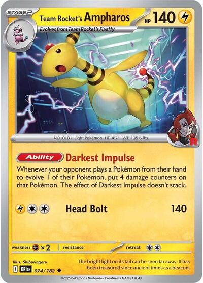 Team Rocket's Ampharos (SV10: Destined Rivals) Light Play