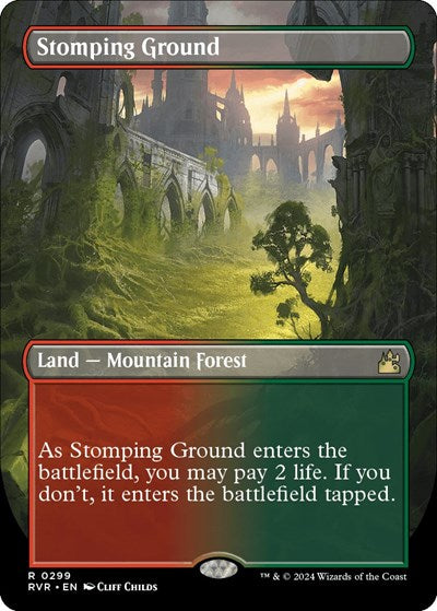 Stomping Ground (Borderless) (Ravnica Remastered) Light Play Foil