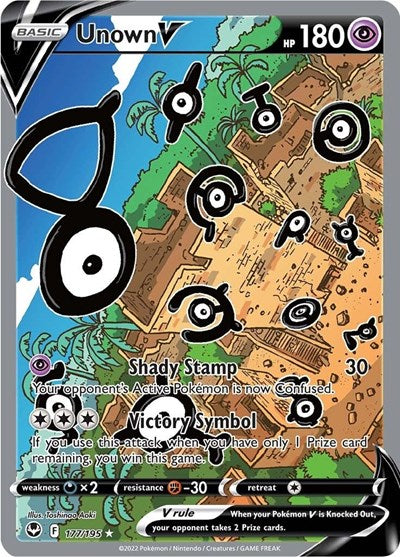 Unown V (Alternate Full Art) (SWSH12: Silver Tempest) Light Play Holofoil