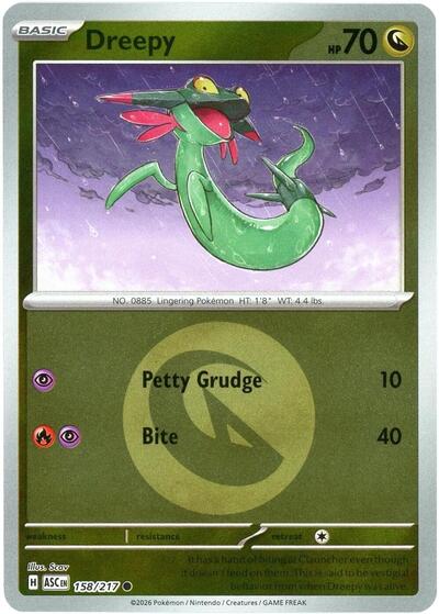 Dreepy - 158/217 (Energy Symbol Pattern) (ME: Ascended Heroes) Light Play Reverse Holofoil