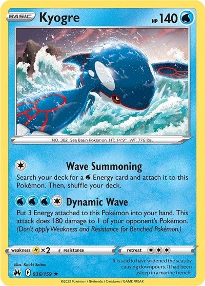 Kyogre (Crown Zenith) Near Mint Holofoil