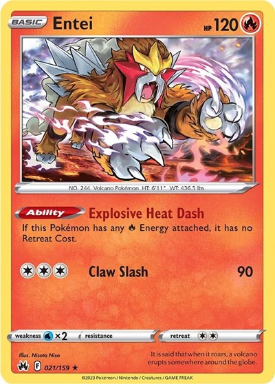 Entei (Crown Zenith) Medium Play Reverse Holofoil