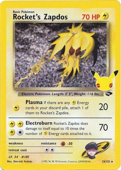 Rocket's Zapdos (Celebrations: Classic Collection) Light Play Holofoil