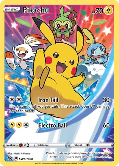 Pikachu - SWSH020 (SWSH: Sword & Shield Promo Cards) Damaged / Poor Holofoil