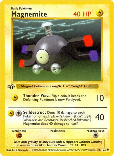 Magnemite (Base Set (Shadowless)) Near Mint 1st Edition