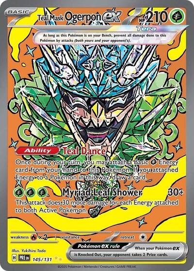Teal Mask Ogerpon ex - 145 (SV: Prismatic Evolutions) Light Play Holofoil