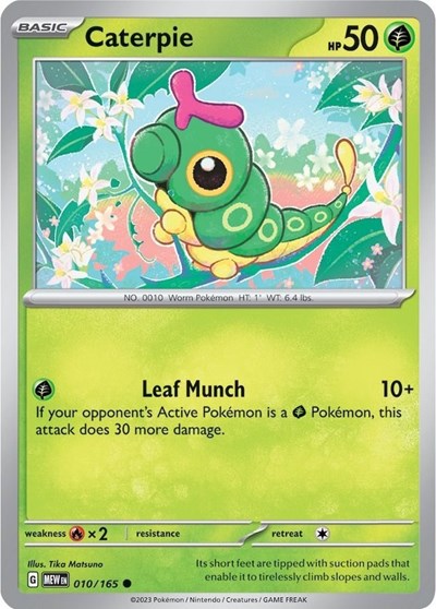 Caterpie - 010 (Scarlet and Violet: 151) Light Play Reverse Holofoil