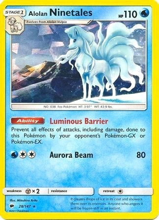 Alolan Ninetales - 28/147 (Cracked Ice Holo) (Deck Exclusives) Medium Play Holofoil