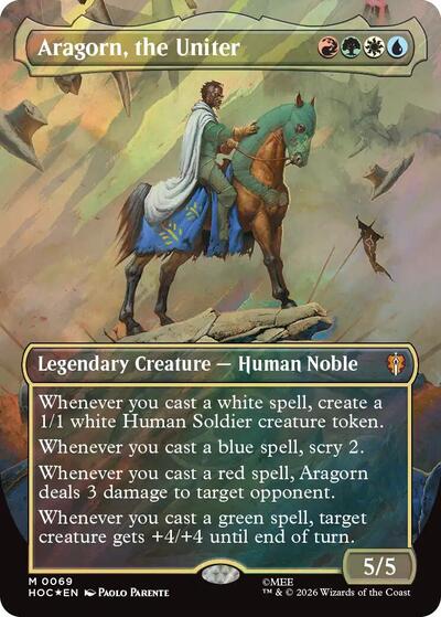 Aragorn, the Uniter (Borderless) (Surge Foil) (The Hobbit: Eternal-Legal) Light Play Foil