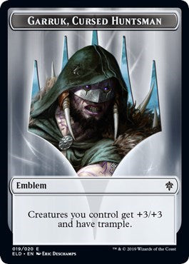 Emblem - Garruk, Cursed Huntsman (Throne of Eldraine) Light Play