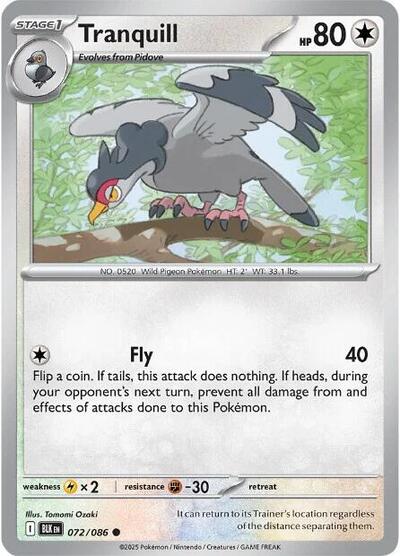 Tranquill (SV: Black Bolt) Light Play Reverse Holofoil