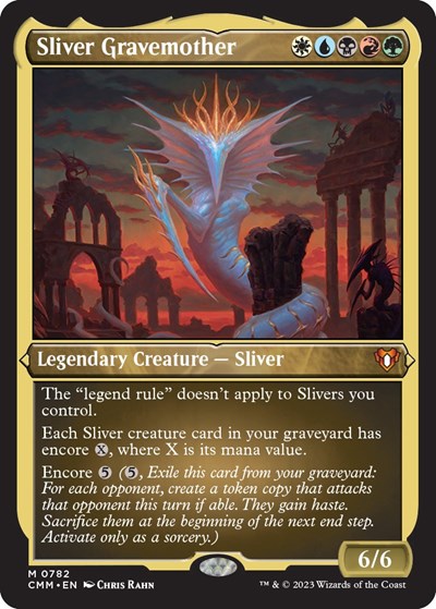 Sliver Gravemother (Display Commander) (Foil Etched) - Thick Stock (Commander Masters) Light Play Foil