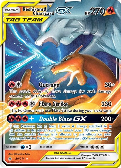 Reshiram & Charizard GX (SM - Unbroken Bonds) Damaged / Poor Holofoil
