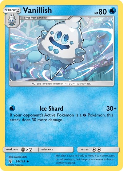 Vanillish (SM - Guardians Rising) Damaged / Poor Reverse Holofoil