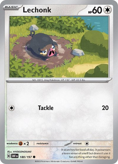 Lechonk - 180 (Scarlet and Violet: Obsidian Flames) Light Play Reverse Holofoil