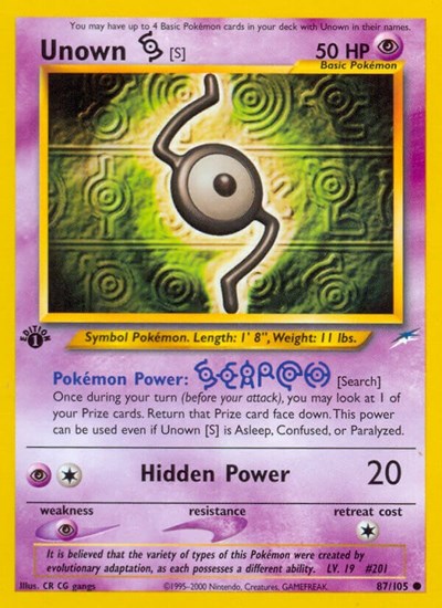 Unown (S) (Neo Destiny) Heavy Play 1st Edition