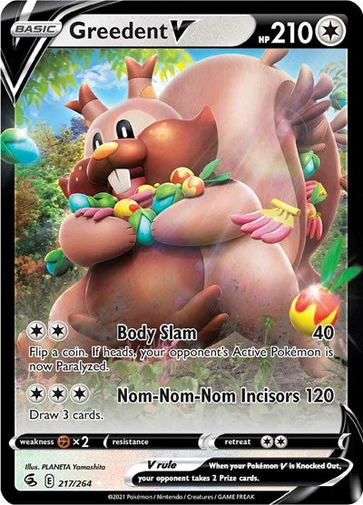 Greedent V (SWSH08: Fusion Strike) Light Play Holofoil