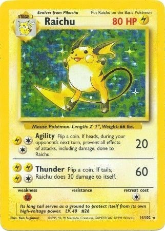 Raichu (Base Set) Medium Play Holofoil