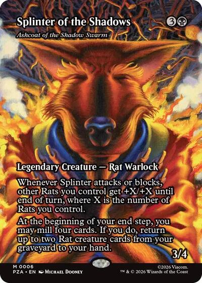 Splinter of the Shadows (Ashcoat of the Shadow Swarm) (Borderless) (Teenage Mutant Ninja Turtles Eternal-Legal) Light Play Foil