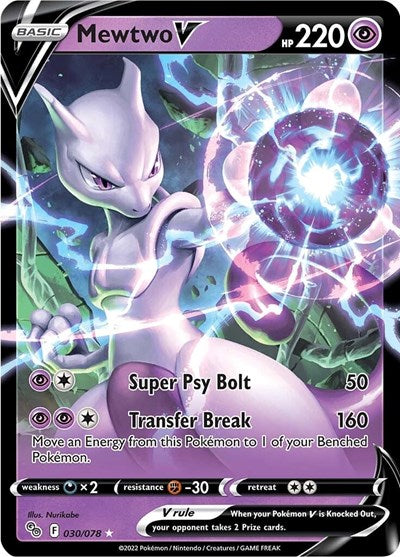 Mewtwo V (Pokemon GO) Light Play Holofoil