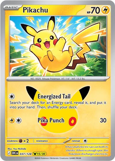 Pikachu - 037 (ME: 30th Celebration) Light Play Holofoil