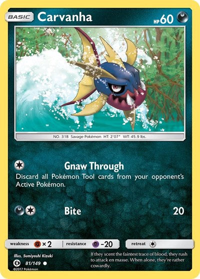Carvanha (SM Base Set) Heavy Play Reverse Holofoil