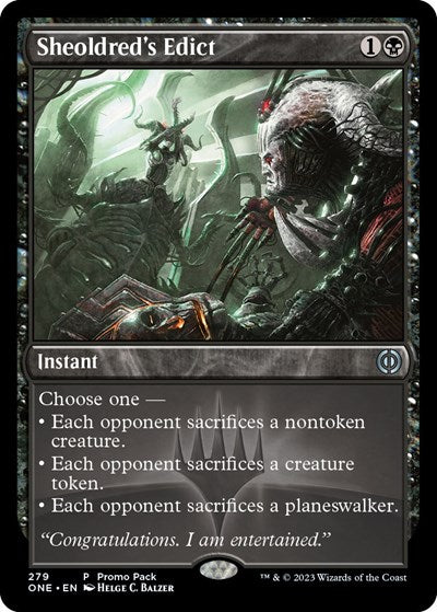 Sheoldred's Edict (Promo Pack: Phyrexia: All Will Be One) Light Play