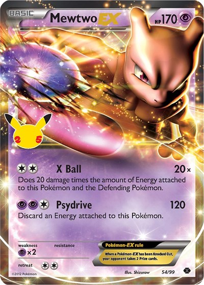 Mewtwo EX (Celebrations: Classic Collection) Light Play Holofoil