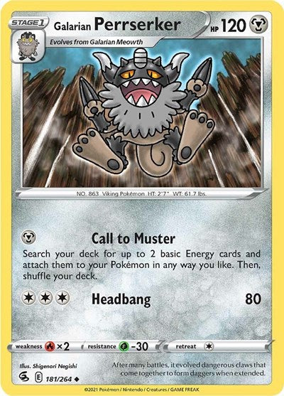 Galarian Perrserker (SWSH08: Fusion Strike) Light Play