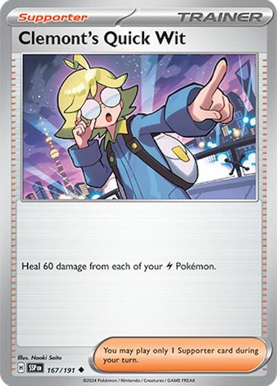 Clemont's Quick Wit - 167 (SV08: Surging Sparks) Light Play