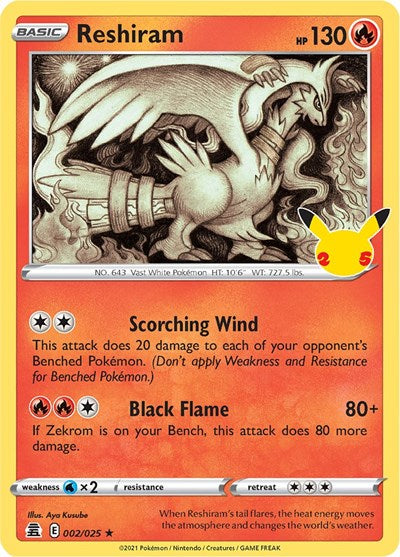 Reshiram (Celebrations) Medium Play Holofoil
