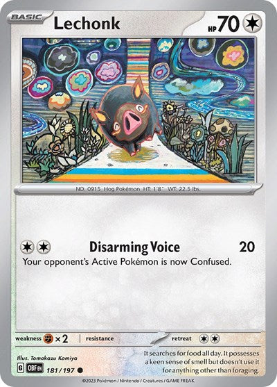 Lechonk - 181 (Scarlet and Violet: Obsidian Flames) Light Play Reverse Holofoil