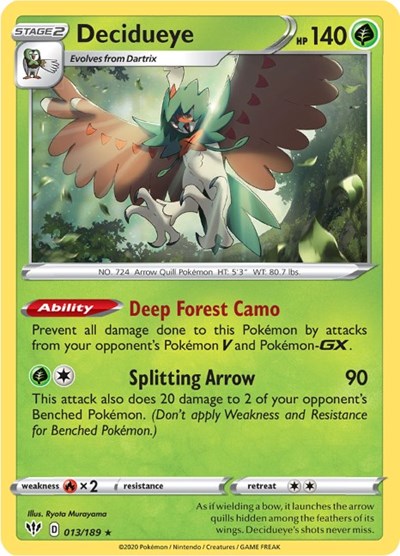 Decidueye (SWSH03: Darkness Ablaze) Light Play Holofoil