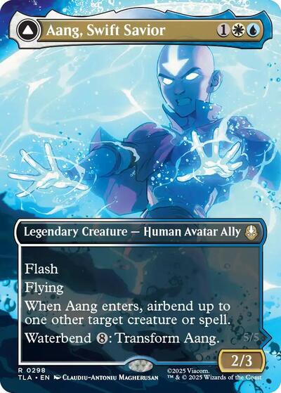 Aang, Swift Savior (0298) (Borderless) (Avatar: The Last Airbender) Light Play