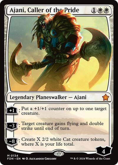 Ajani, Caller of the Pride (Foundations) Light Play Foil