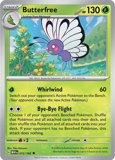 Butterfree (Scarlet and Violet: 151) Light Play Reverse Holofoil