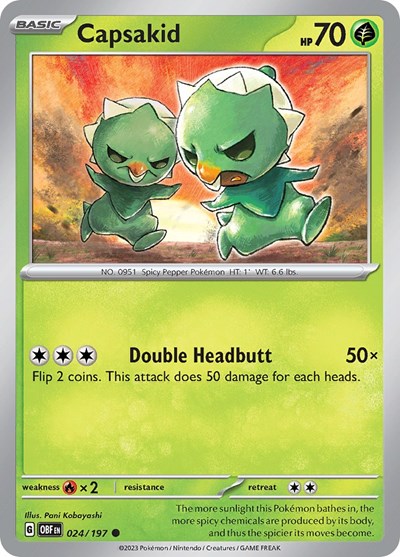 Capsakid - 024 (Scarlet and Violet: Obsidian Flames) Light Play Reverse Holofoil