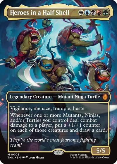 Heroes in a Half Shell (Borderless) (Commander: Teenage Mutant Ninja Turtles) Light Play Foil