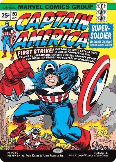 Captain America, Super-Soldier (Borderless) (387) (Marvel Super Heroes) Near Mint Foil