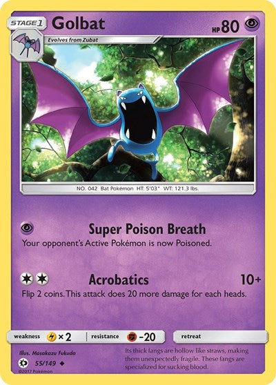 Golbat (SM Base Set) Heavy Play Reverse Holofoil