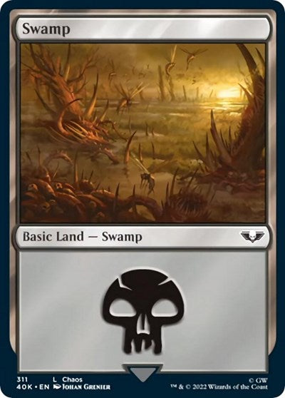 Swamp (311) (Universes Beyond: Warhammer 40K) Light Play